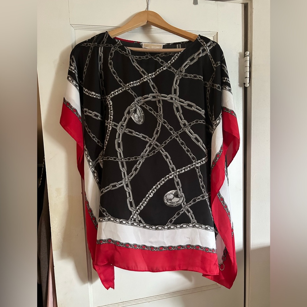 Michael Kors black chain print poncho woman’s L/XL